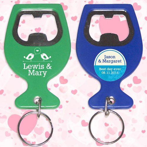 Customized Wine Cup Shape Bottle Opener Keychains