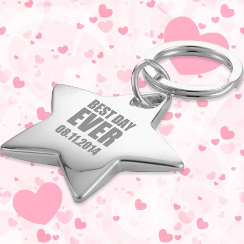 Wedding Favors Star-Shaped Keychains w/ Ring - Silver