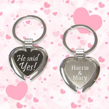 Wedding Heart Shape Chrome Metal Holder Keychains