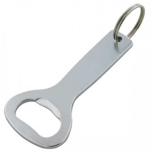Custom Aluminum Bottle Opener Keychain Rings - Silver