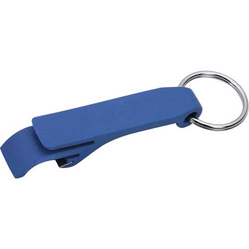 Custom Mini Bottle & Can Opener with Keychain Rings - Royal Blue