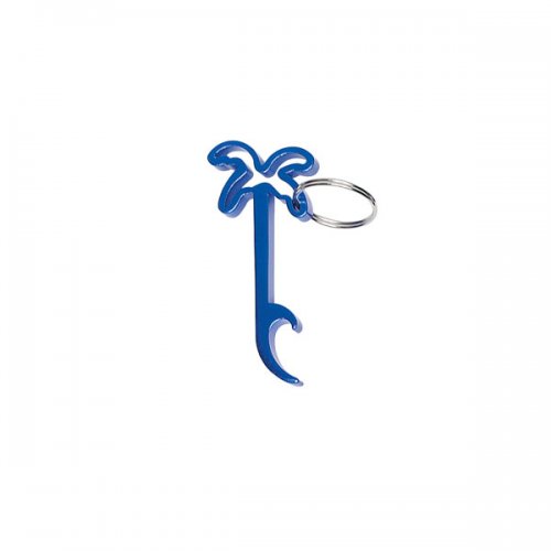 Customized Palm Tree Bottle Opener Keychains - Royal Blue