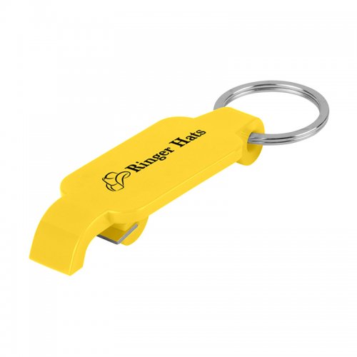 Custom Keychains With Slim Bottle Opener - Yellow