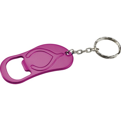 Customized Flip Flop Bottle Opener Keychains - Purple