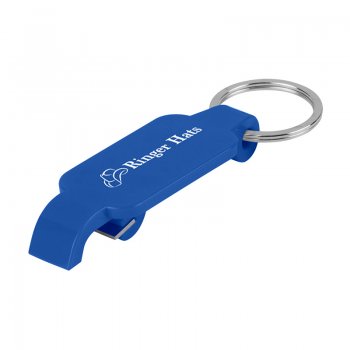 Custom Keychains With Slim Bottle Opener - Blue
