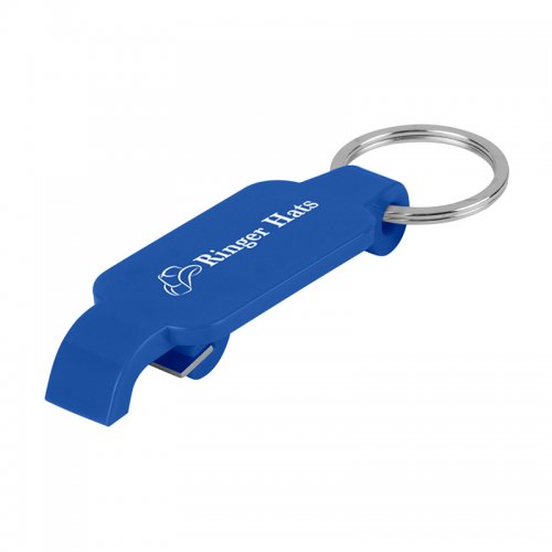 Custom Keychains With Slim Bottle Opener - Blue