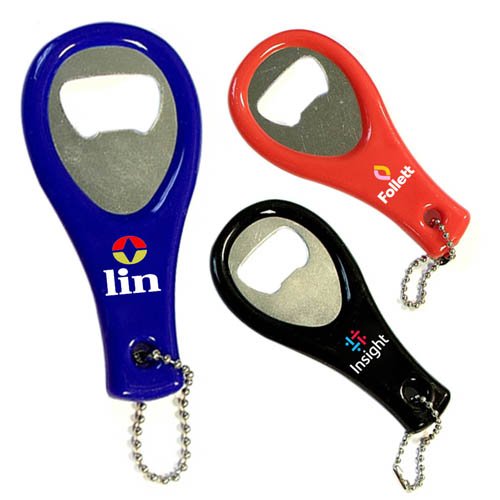 Customized Tennis / Racquetball Racket Shape Bottle Opener Keychains