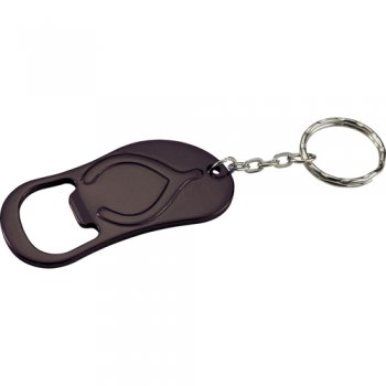 Personalized Flip Flop Bottle Opener Keychains - Black