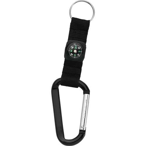 Custom Carabiner with Compass Keychains - Black