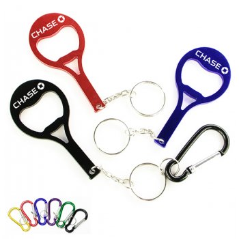 Tennis Racket Shape And Carabiner Bottle Opener Keychains