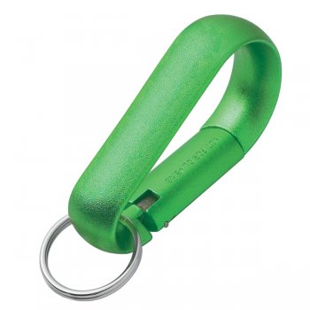 Wide Aluminum Carabiner with Keychain Rings - Green