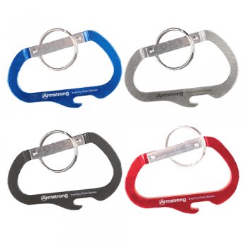 Promotional Carabiner with Bottle Opener and Keychain Rings