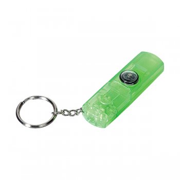 Whistle, Light and Compass Keychains - Green