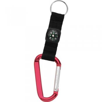 Carabiner with Compass Keychains - Red