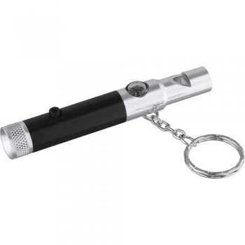 Personalized Whistle Light with Compass Keychains - Black