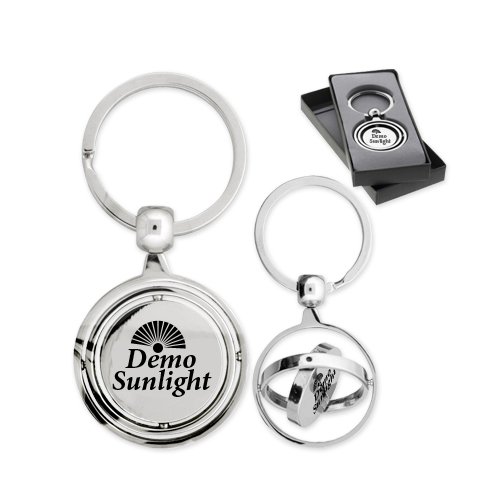 Personalized Round Triple Spinner Rosarno Metal Keychains