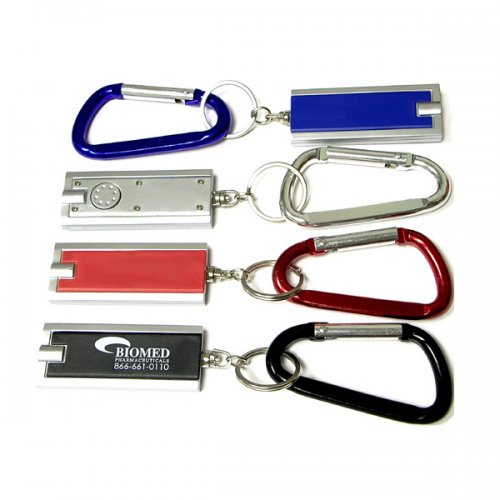 Personalized Rectangular Non Translucent Flashlight With Carabiner Keychains
