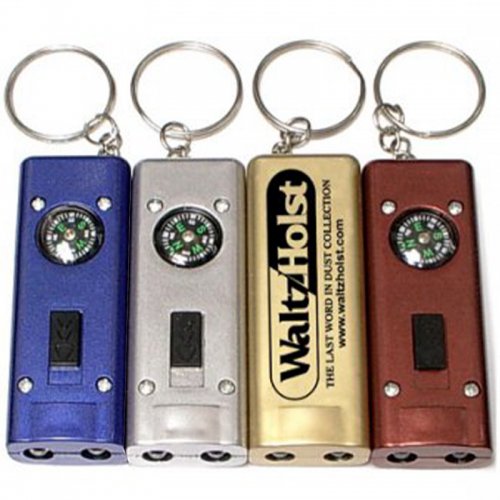 Promotional Slim Rectangular Flash Light With Compass Keychains