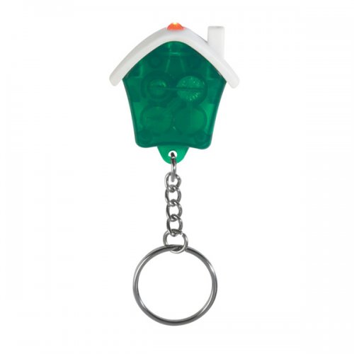 Custom House Shape LED Keychains - Green