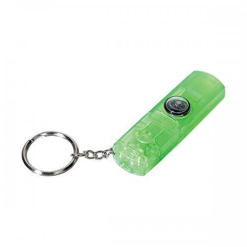 Custom Whistle, Light And Compass Keychains - Green