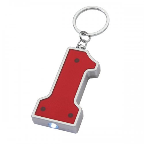 Customized #1 Shape LED Keychains - Red