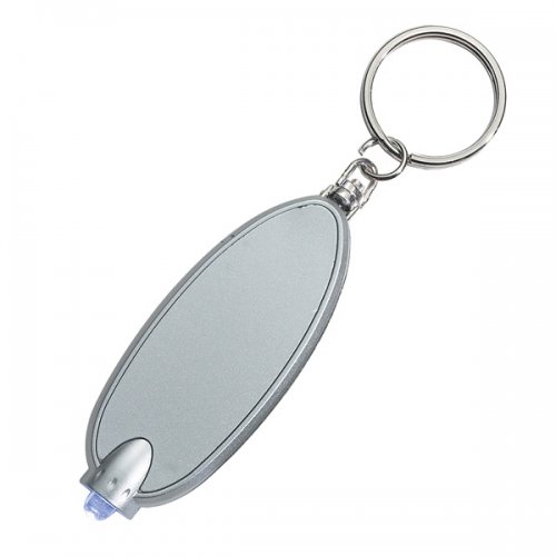 Customized Oval LED Keychains- Silver