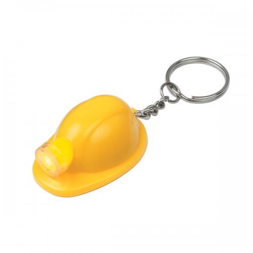 Personalized Hard Hat LED Keychains - Yellow