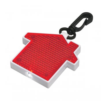 Personalized House Shape Keychains With LED Blinking Light - Red