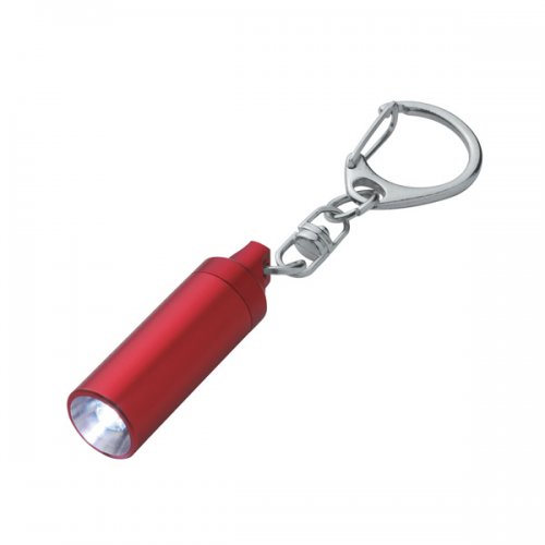 Promotional Micro Aluminum Keychains With LED Light - - Red