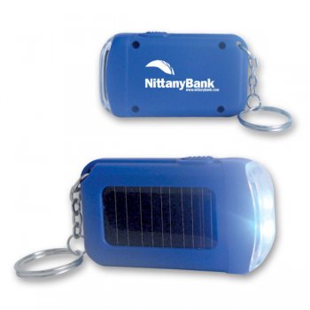 Promotional Blue Solar LED Flashlight Keychains