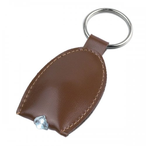 Promotional Leather Look LED Keychains - Brown