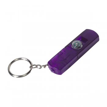 Whistle, Light And Compass Keychains - Purple
