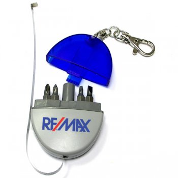 Mini Screwdriver And Tape Measure Tool Kit With Swivel Keychains Holder