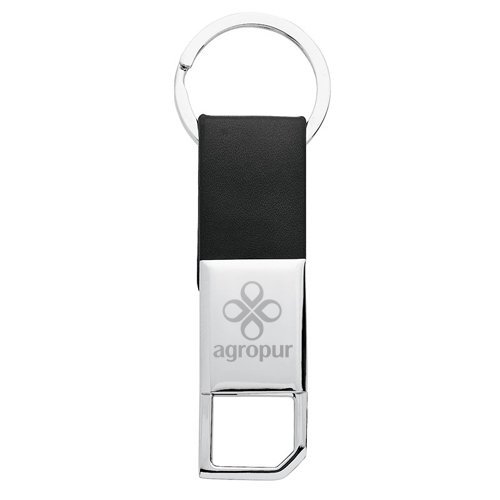 Promotional Black Leatherette Strap with Twist Clip Key Tags