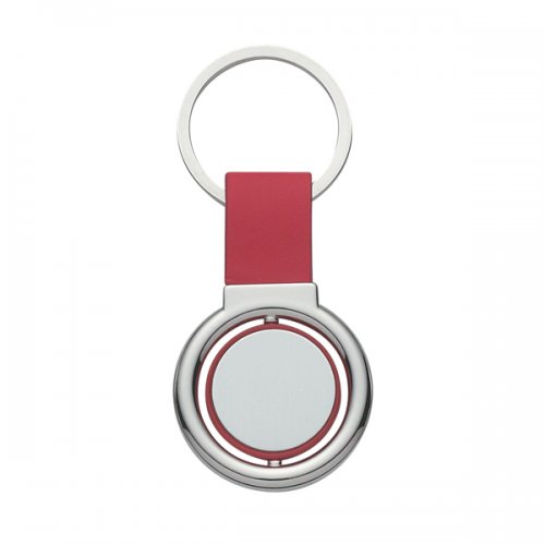 Custom Circular Metal Spinner Keychains - Red