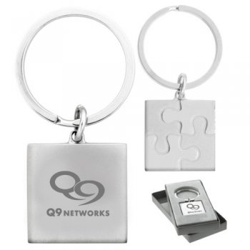 Imprinted Puzzle Metal Keychains