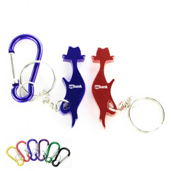 Cat Shape Bottle Opener With Carabiner Keychains