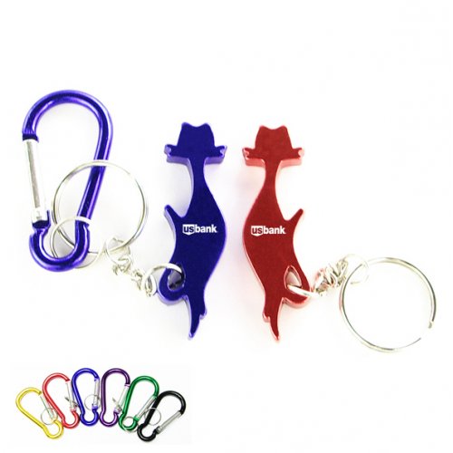 Customized Cat Shape Bottle Opener With Carabiner Keychains