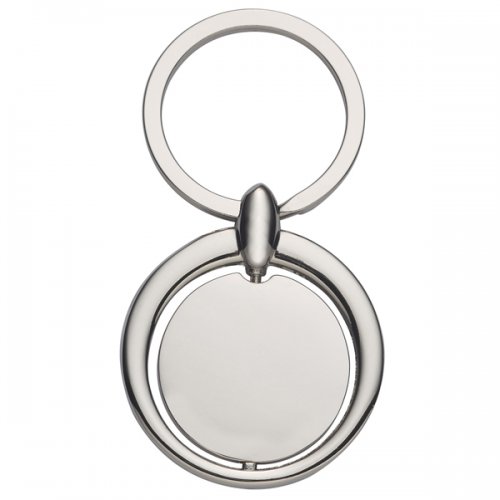 Customized Circular Metal Keychains - Silver