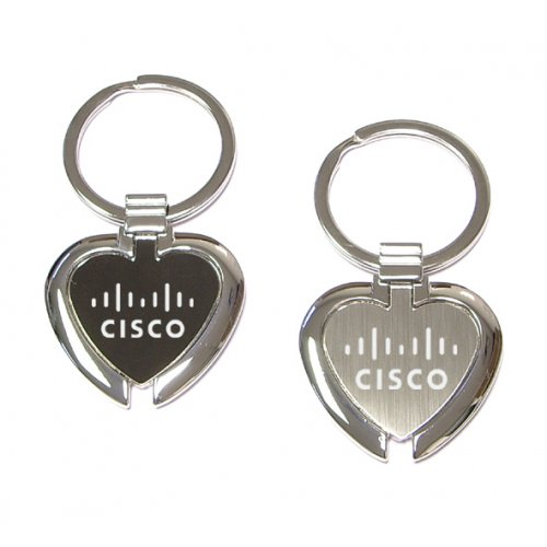 Customized Heart Shape Chrome Metal Keychains Holder