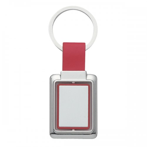Customized Rectangle Metal Spinner Keychains - Red