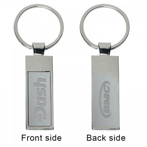 Promotional Rectangle Metal Keychains - Silver