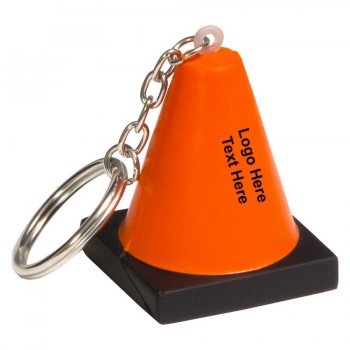 Printed Construction Cone Keychains