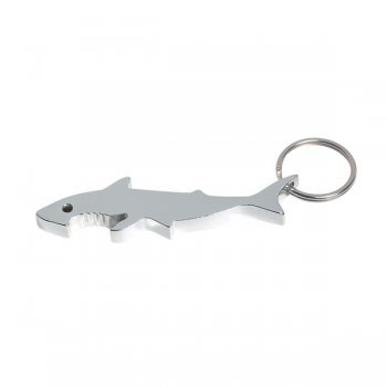 Customized Shark Bottle Opener Keychain Rings - Silver