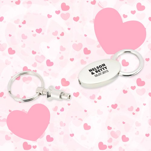 Personalized Oval Valet Keychains Wedding Favors Rings - Silver