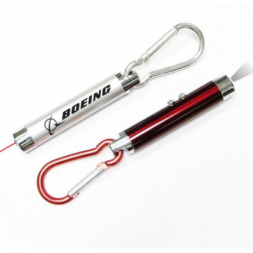 Custom Laser Pointer And Dual Super Bright LED Flashlights with Carabiner Keychains