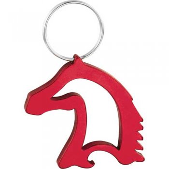  Horse Head-Shaped Bottle / Can Opener Keychains - Red