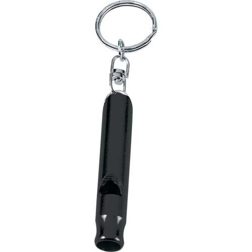 Promotional Metal Whistle / Keychain Rings - Black