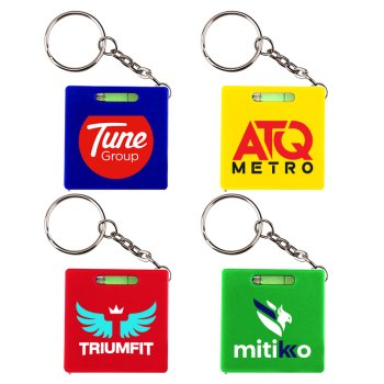 Square Tape Measure With Level Keychains