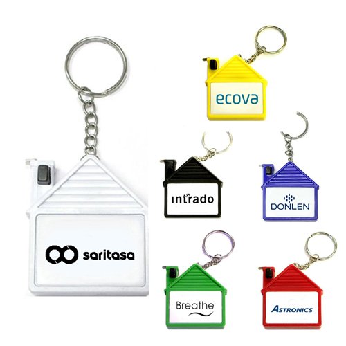 Personalized House Shape Tape Measure Real Estate Keychains